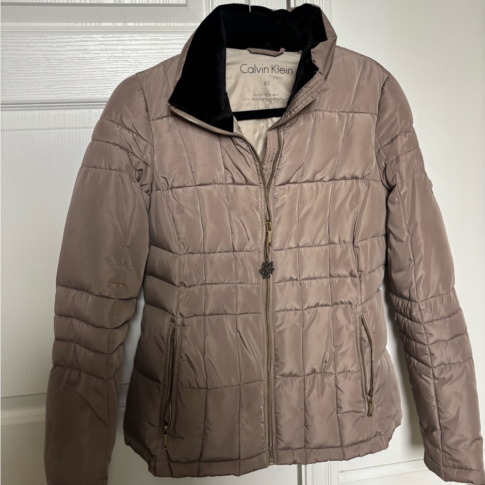 Calvin Klein Women's Beige Water Resistant Puffer Coat